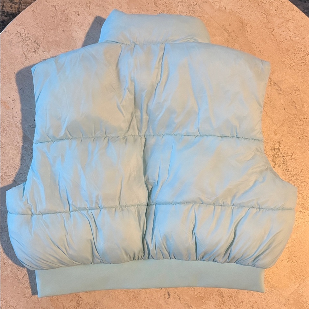 Victoria's Secret XL Sky Blue Puffer Vest PINK cozy quilted outerwear winter - Picture 6 of 7